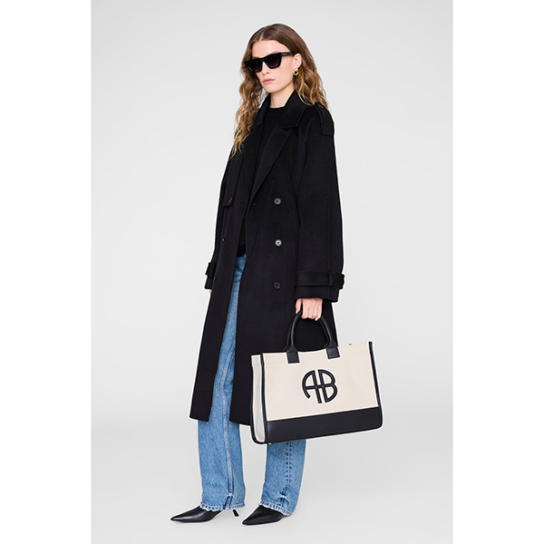 Medium Lara Tote Natural Canvas/Black