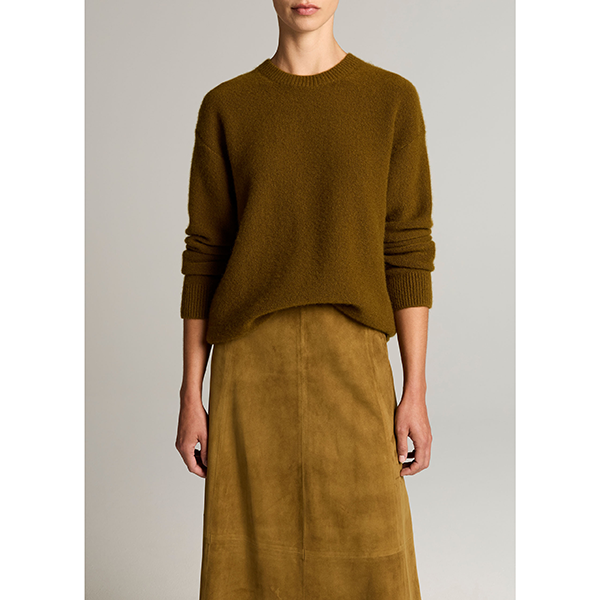 Boiled Cashmere Crew Moss Ochre