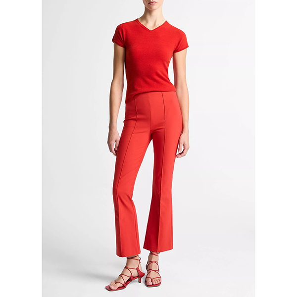 Niki Mid Rise Pintuck Crop Flare Pant Dk Poppy
