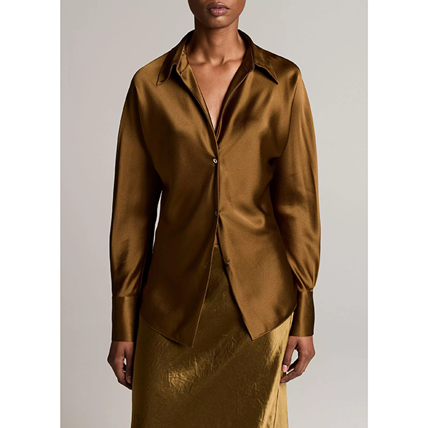 Bias L/S Blouse Moss Ochre
