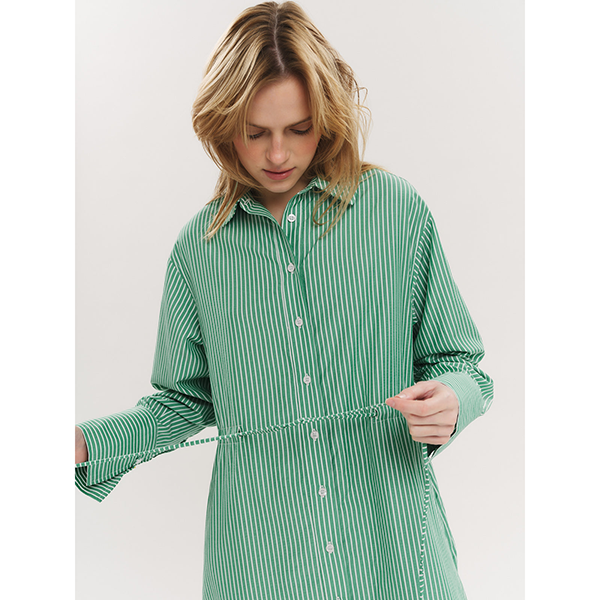 Sally Midi Dress Vineyard Green Stripe