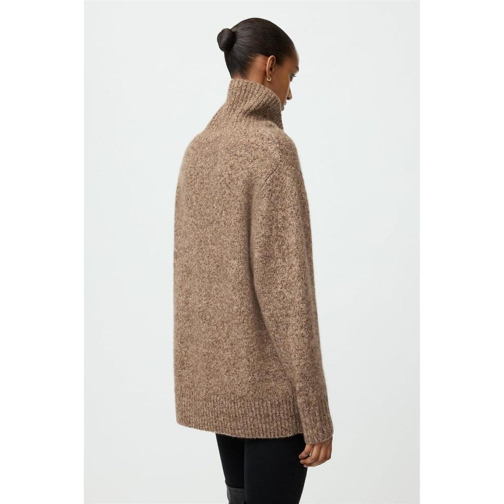 Marled Relaxed Fit Turtleneck Brown Melange