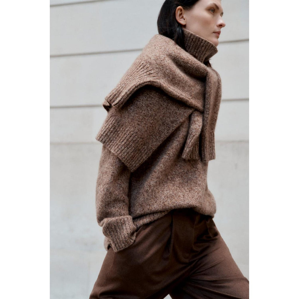 Marled Relaxed Fit Turtleneck Brown Melange