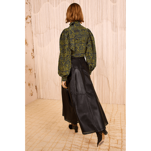 Aninda Leather Midi Skirt