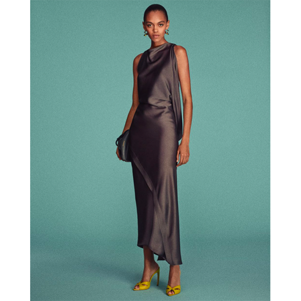 Kyra Sleeveless Draped Dress Ore