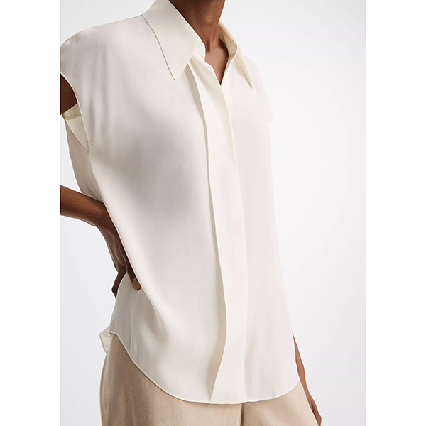 Cap Slv Hidden Plkt Bluse Chalk
