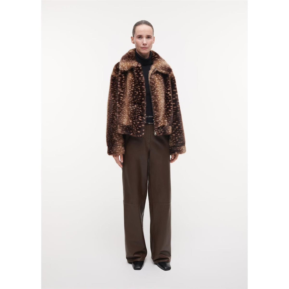 Lucy Faux Fawn Jacket Brown