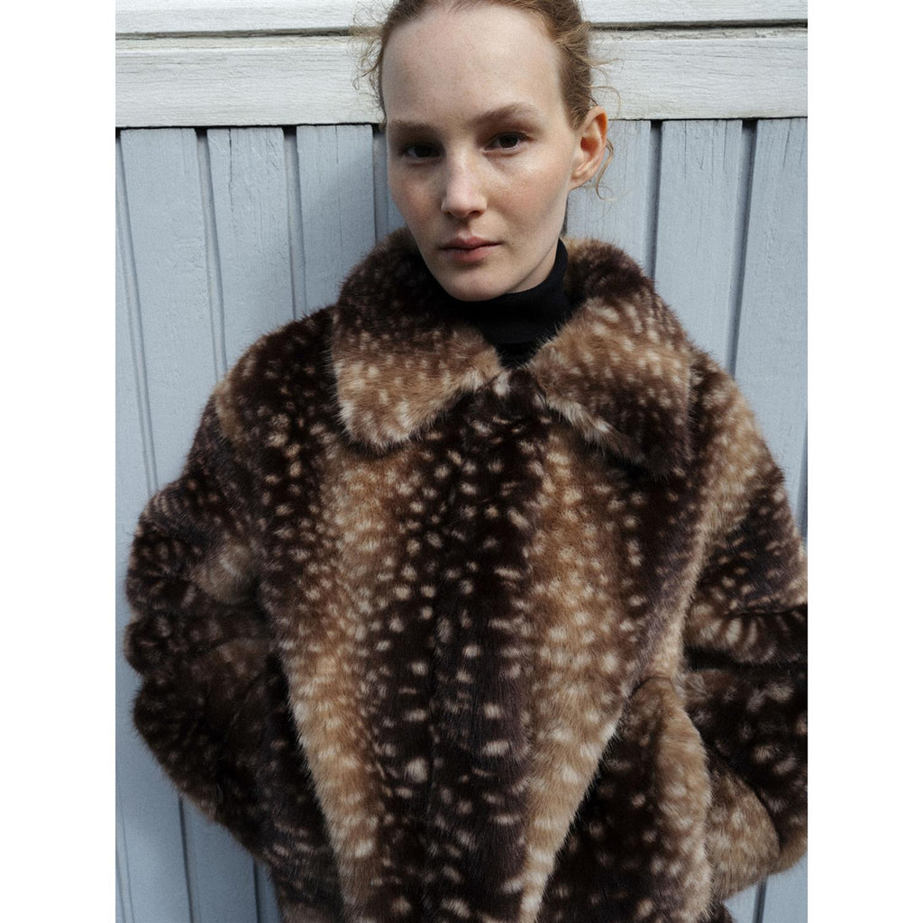 Lucy Faux Fawn Jacket Brown