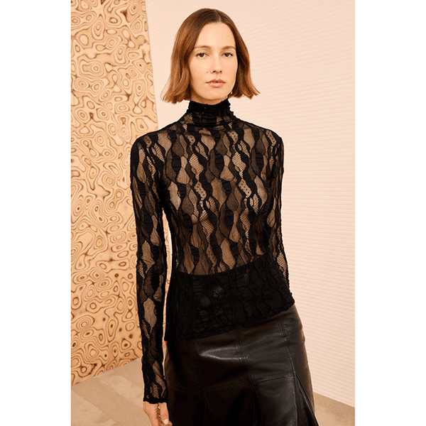 Ulyssa LS Turtleneck Top Noir