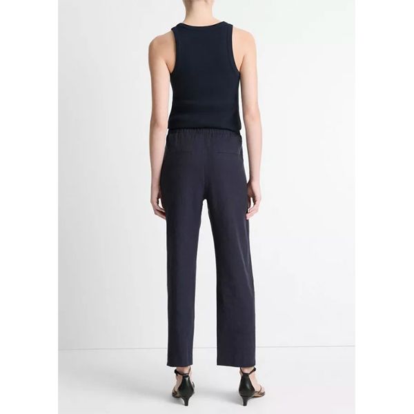 Grace Linen Mid Rise Tapered Pull On Pant Coastal
