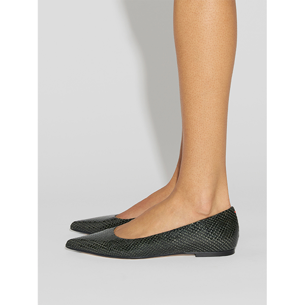 Cassy Flat Snake Print Moss