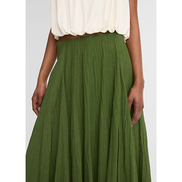 Crinkled Maxi Skirt Herb
