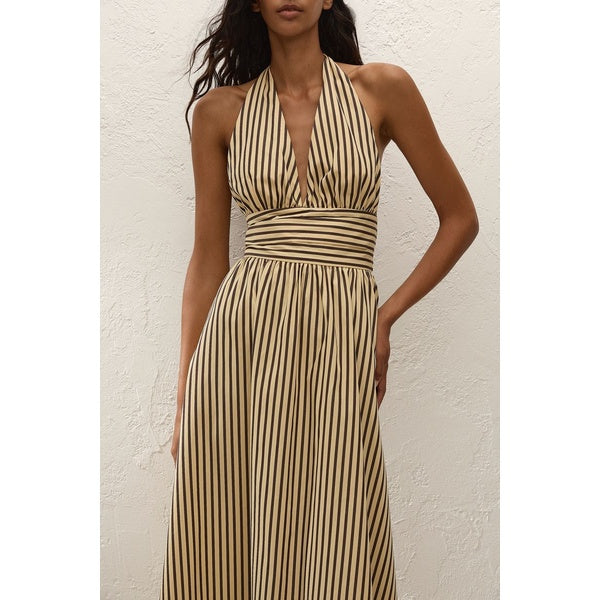 Lido Maxi Dress Carmen Stripe Sand Cedar