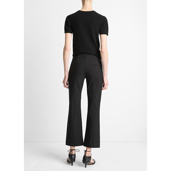 Niki Mid Rise Pintuck Crop Flare Pant Black