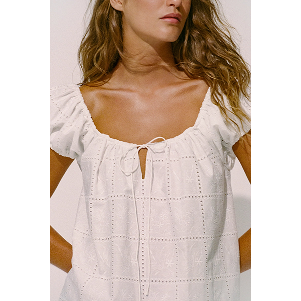 Serafina Mini Dress Handkerchief Broderie White