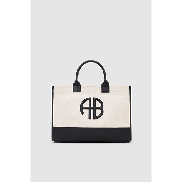 Medium Lara Tote Natural Canvas/Black