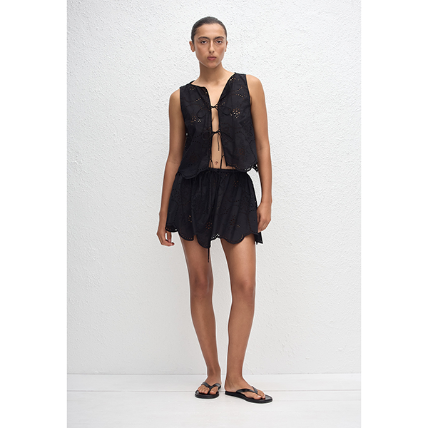 Broderie Mini Skirt Black