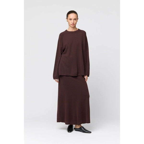 Roma Wool Skirt Chocolate Brown