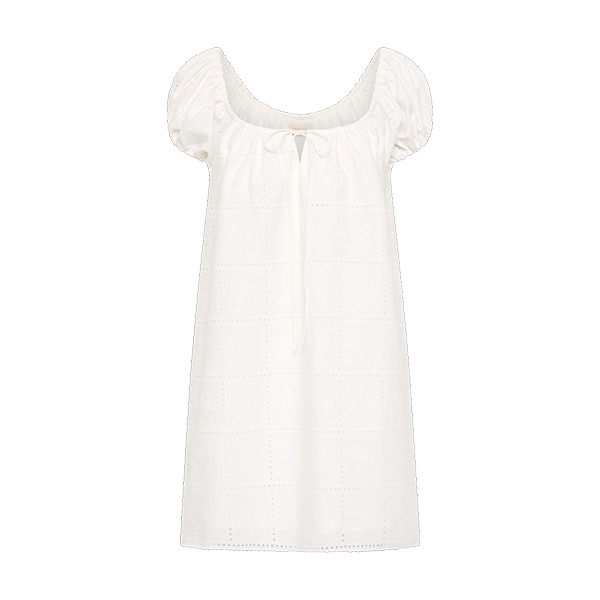 Serafina Mini Dress Handkerchief Broderie White