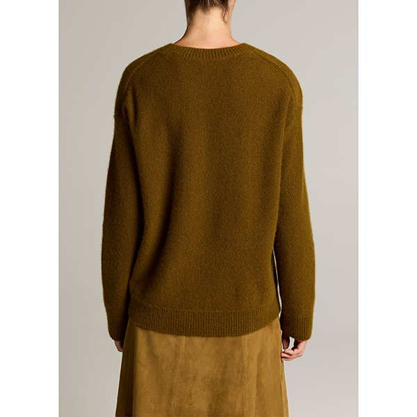 Boiled Cashmere Crew Moss Ochre