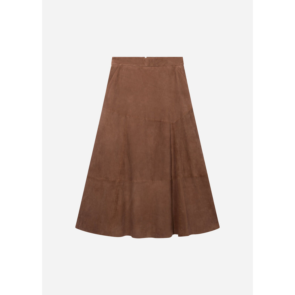 Helena Suede Leather Skirt Cacao Brown