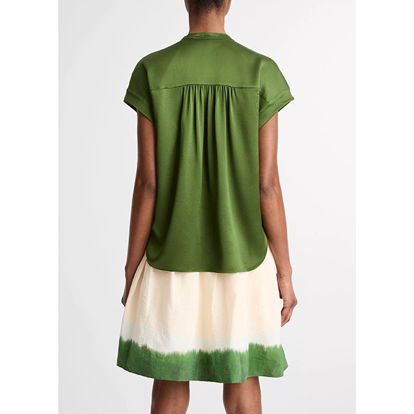 Gathered Nk Cap Slv Blouse Herb