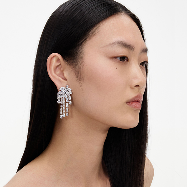 Multi Crystal Dangle Earrings Silver