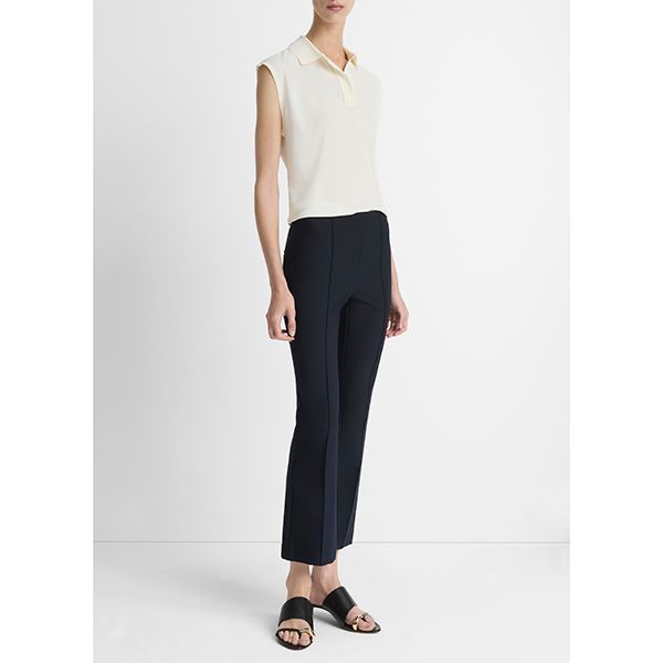 Niki Mid Rise Pintuck Crop Flare Pant Coastal