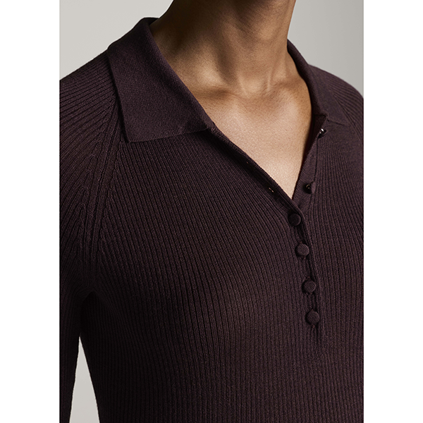 Ribbed Raglan Polo Blackberry