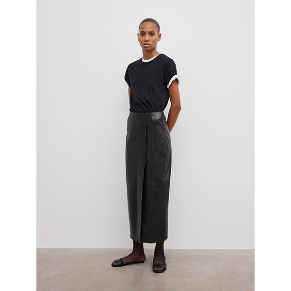 Leather Wrap Skirt Black