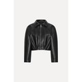 Bonded Boxy Leather Jacket Black
