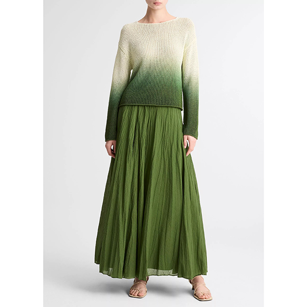 Crinkled Maxi Skirt Herb