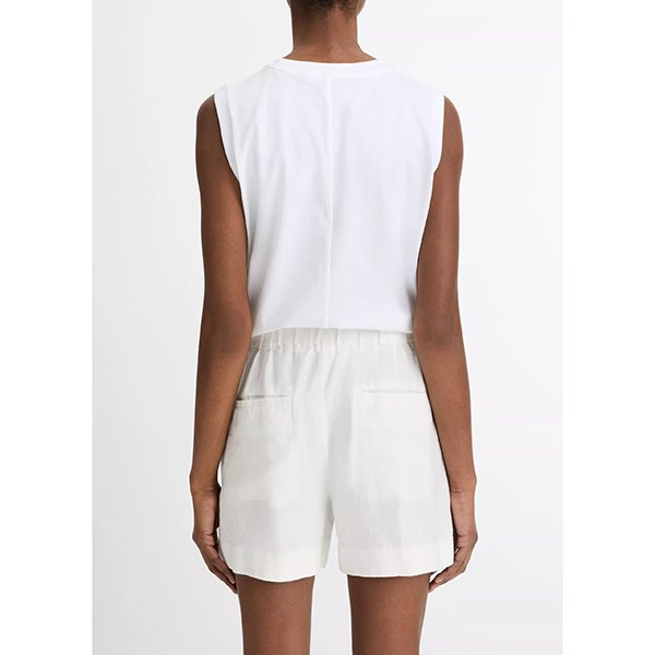 Mid Rise Hemp Short Off White