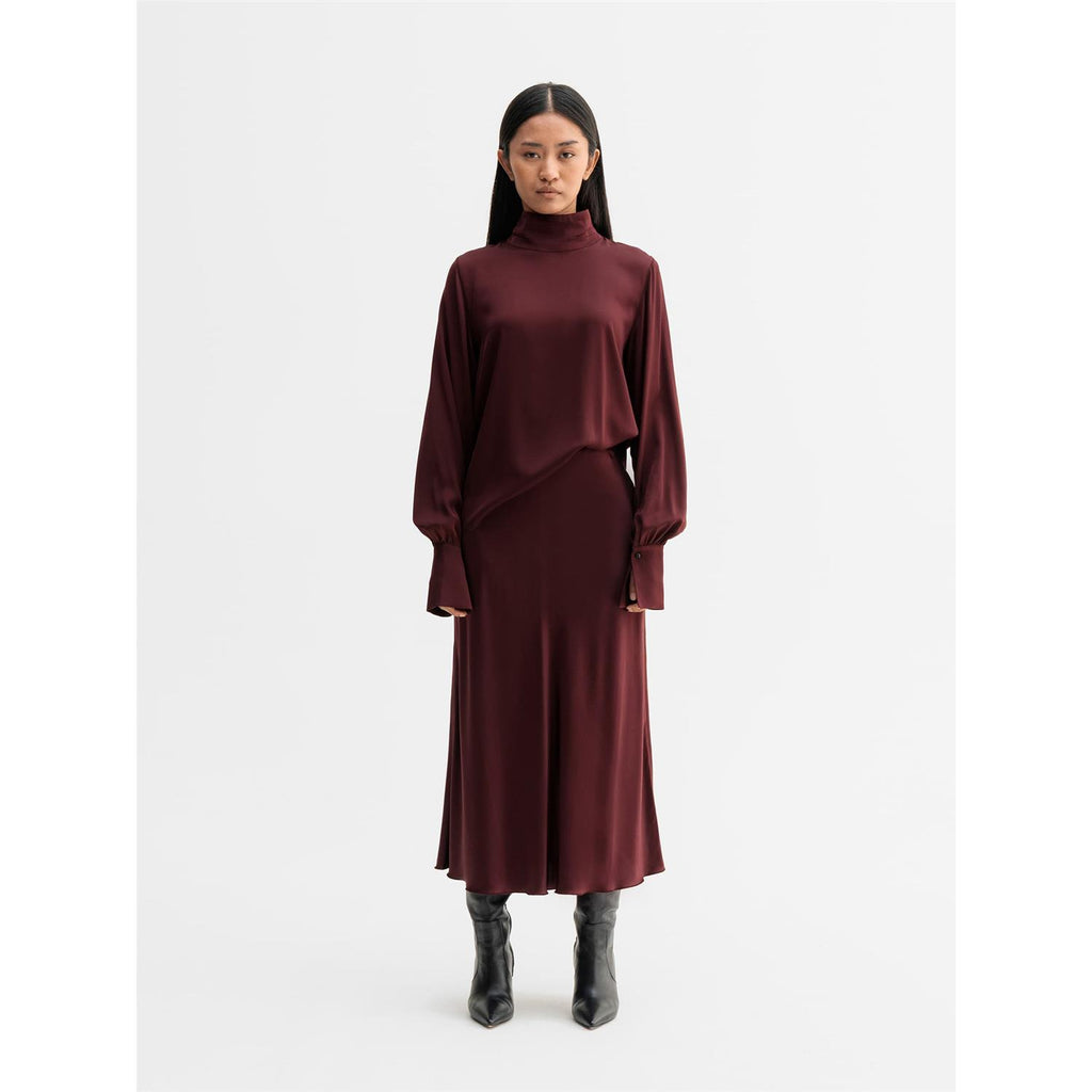 Hana Satin Skirt Burgundy