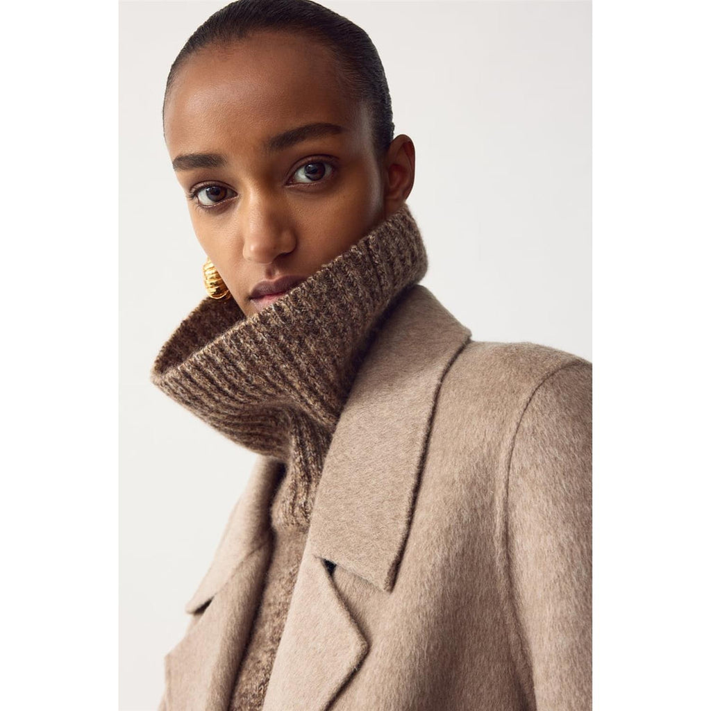 Marled Relaxed Fit Turtleneck Brown Melange