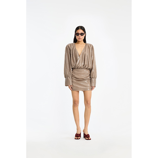Sequins LS Mini Dress Fossil