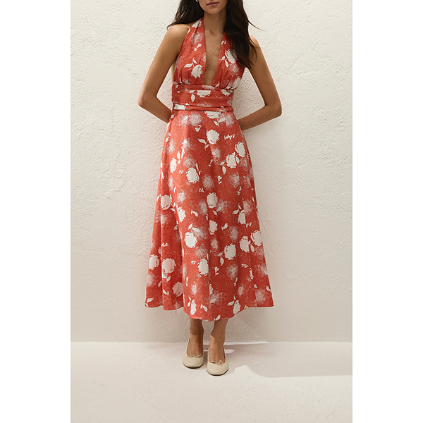 Bianca Midi Dress Sunrose Rosso