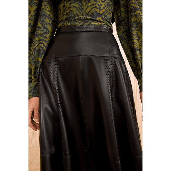 Aninda Leather Midi Skirt