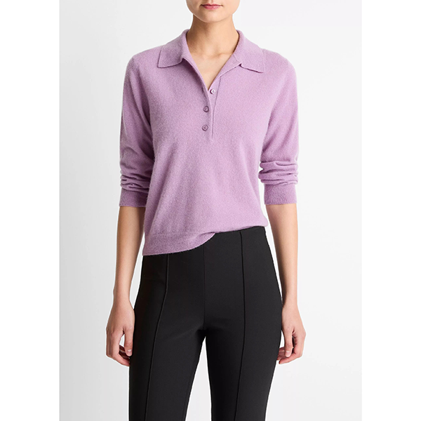 Cashmere Silk Polo Sweater Mulberry