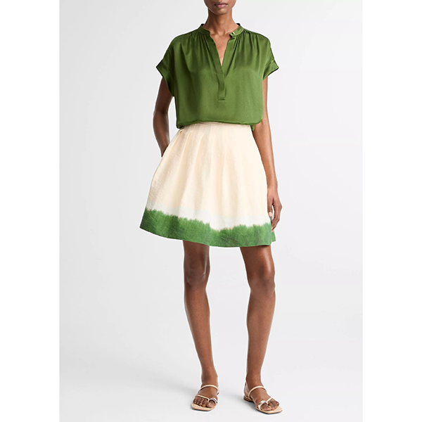 Gathered Nk Cap Slv Blouse Herb