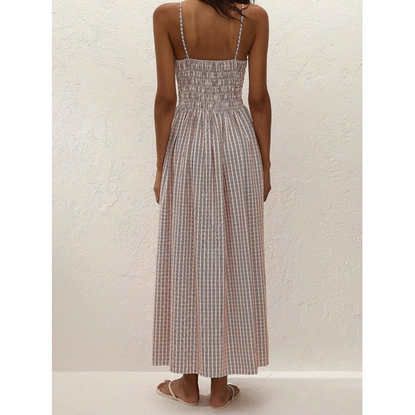 Laia Maxi Dress Paloma Check Cinnamon White
