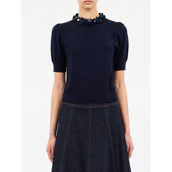 Jude SS Embellished Top Midnight