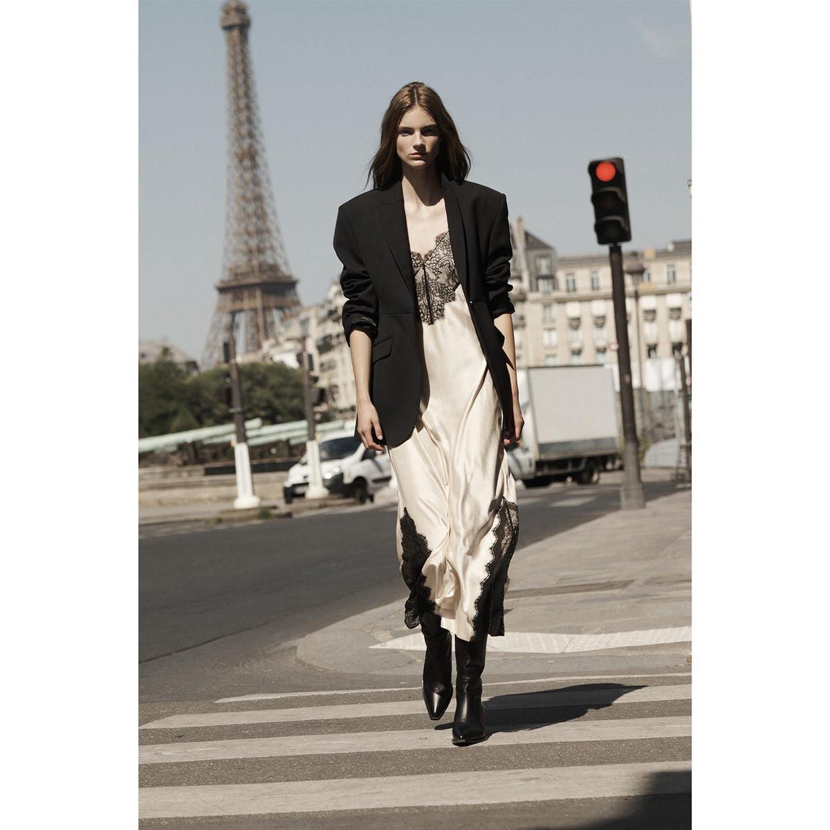 Judy Dress Golden Beige and Black Lace