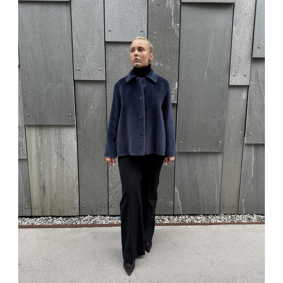 Agnes Alpaca Coat Blue