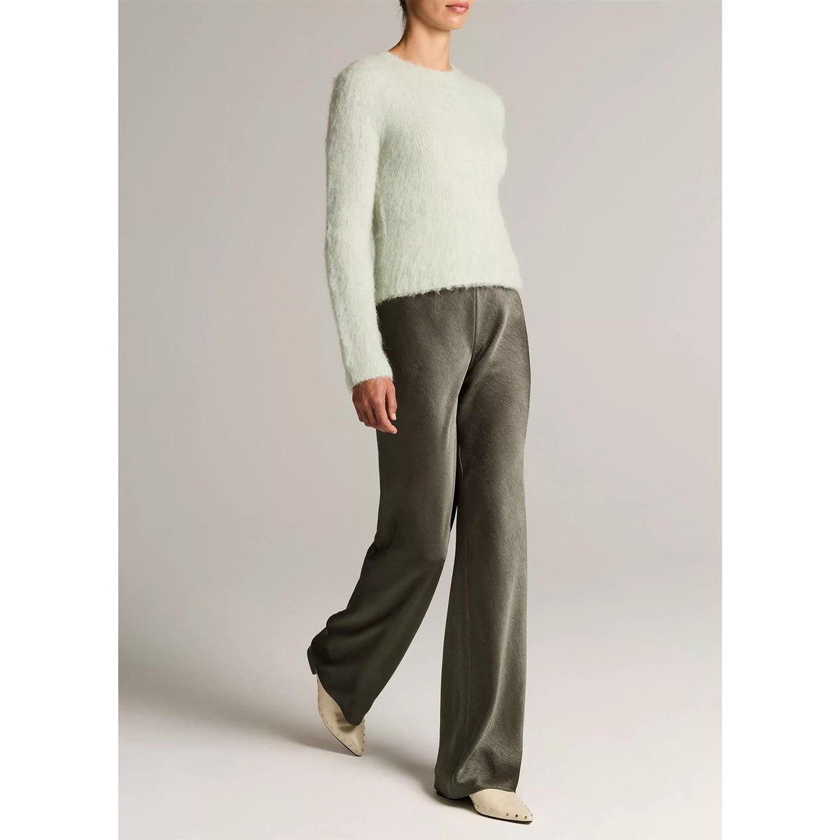 Colette Fluid Satin Bias Pant Dusty Olive