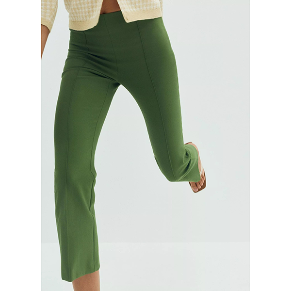 Niki Mid Rise Pintuck Crop Flare Pant Herb