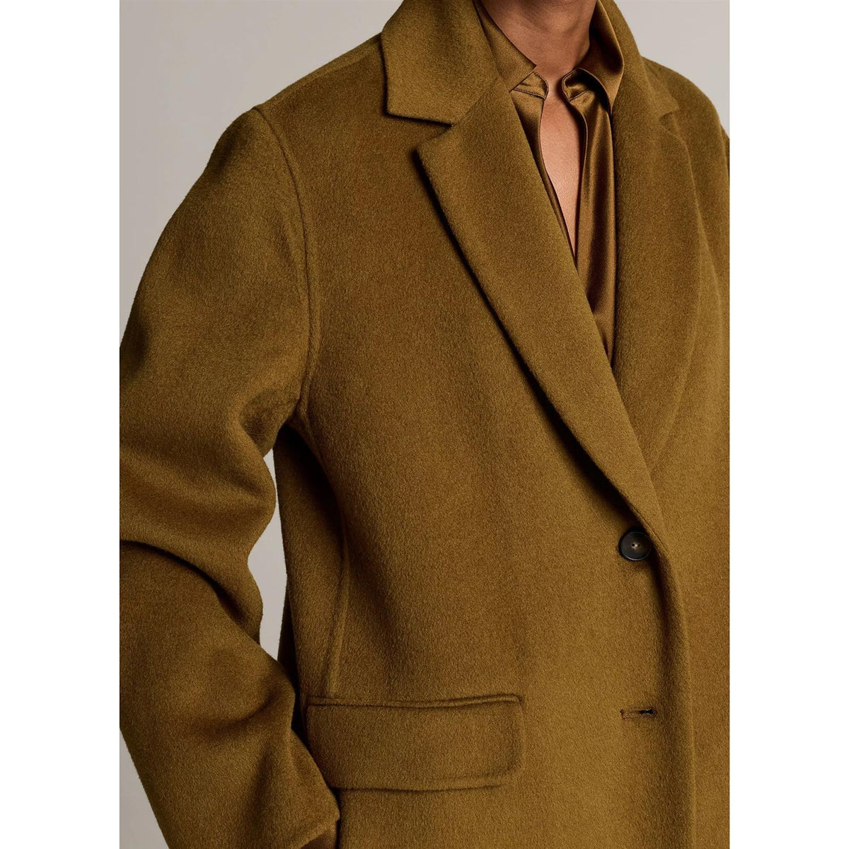 Single Breasted Classic Coat Moss Ochre