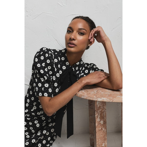 Charlotte Floral Dress Creme Fleur Black