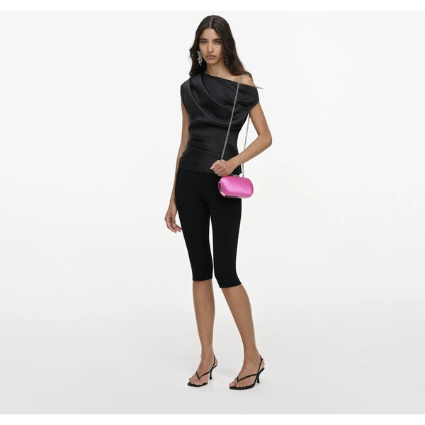 Black Taffeta Draped Top