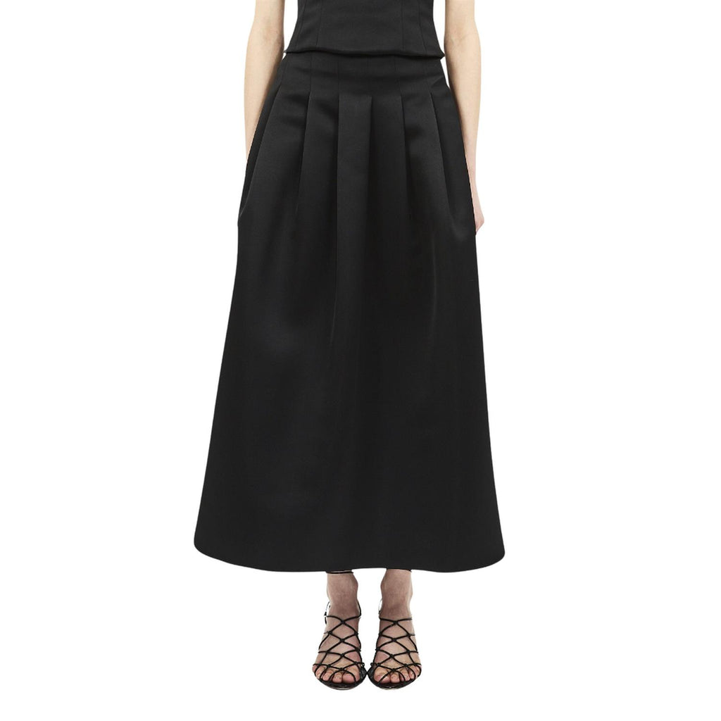 Delara Satin Midi Skirt Noir